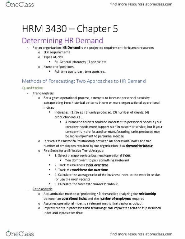 HRM 3430 Chapter Notes - Chapter 5: Trend Analysis, Observational Error, Exponential Smoothing thumbnail