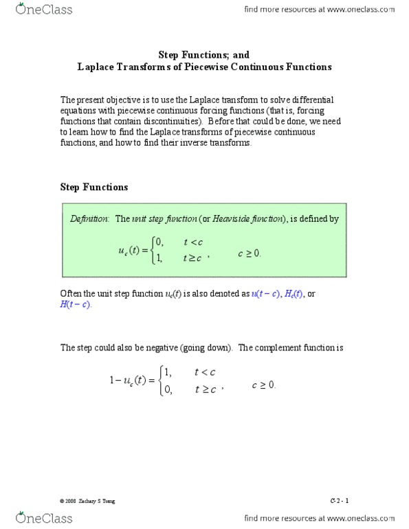 MATH 251 Lecture Notes - Step Function, Lu Su, Piecewise thumbnail