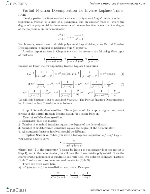 MATH 251 Lecture Notes - Polynomial Long Division, Partial Fraction Decomposition, Junkers J 1 thumbnail