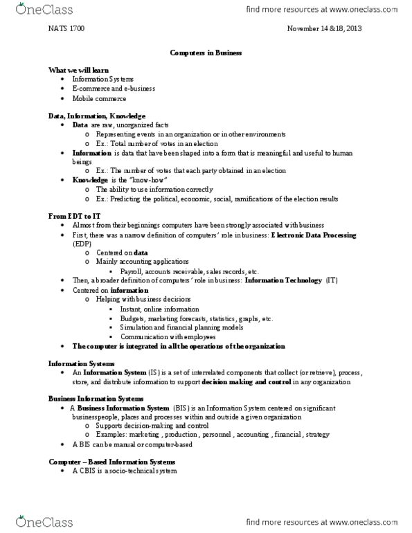 NATS 1700 Lecture Notes - United Parcel Service, Sociotechnical System, Computer Hardware thumbnail