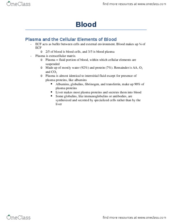 PSL301H1 Chapter Notes - Chapter 16: Megakaryocyte, Erythropoiesis, Fibrinogen thumbnail