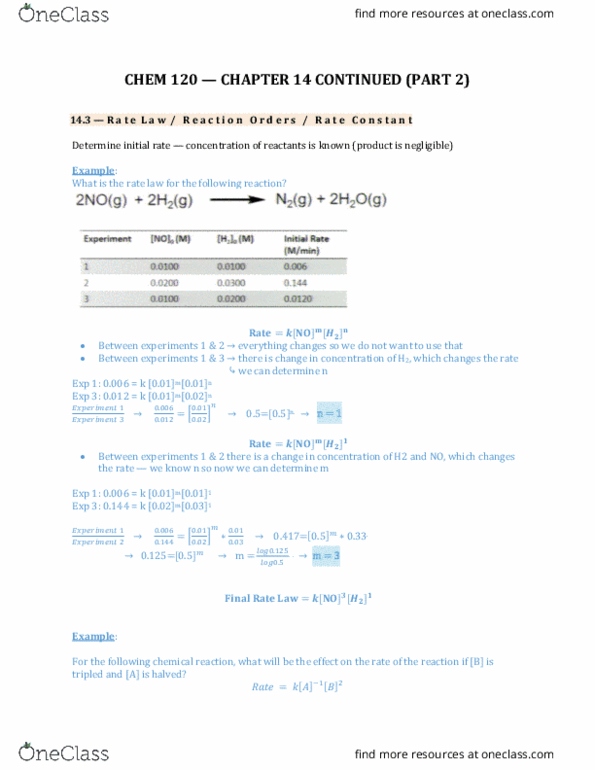 CHEM 120 Lecture 7: CHAPTER 14 (PART 2) cover image