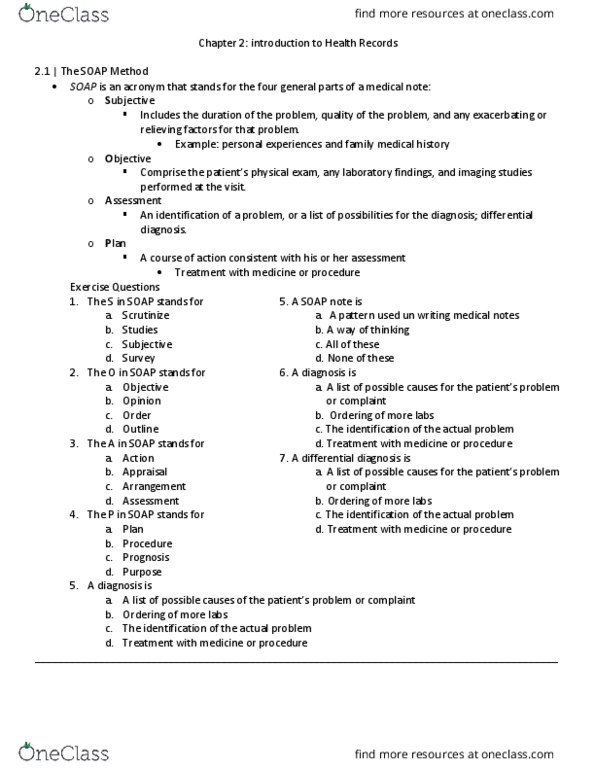 CPP 1101 Chapter Notes - Chapter 2: Differential Diagnosis, Medical Record, Sequela thumbnail