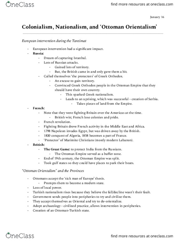 HIST 105 Lecture 4: Colonailism, Nationalism, and 'Ottoman Orientalism' thumbnail