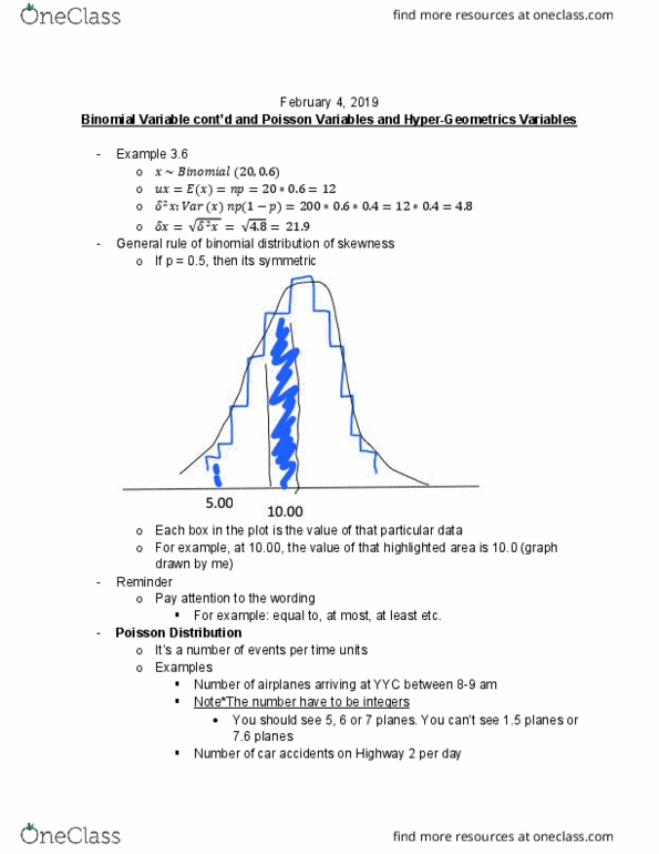 STAT 213 Lecture Notes - Lecture 11: Poisson Distribution, Binomial Distribution, Minitab cover image