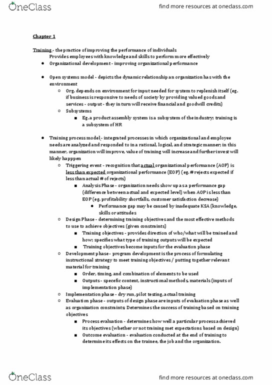 PSYCH340 Chapter Notes - Chapter 1-4 : Organizational Structure, Organization Development, Job Performance thumbnail