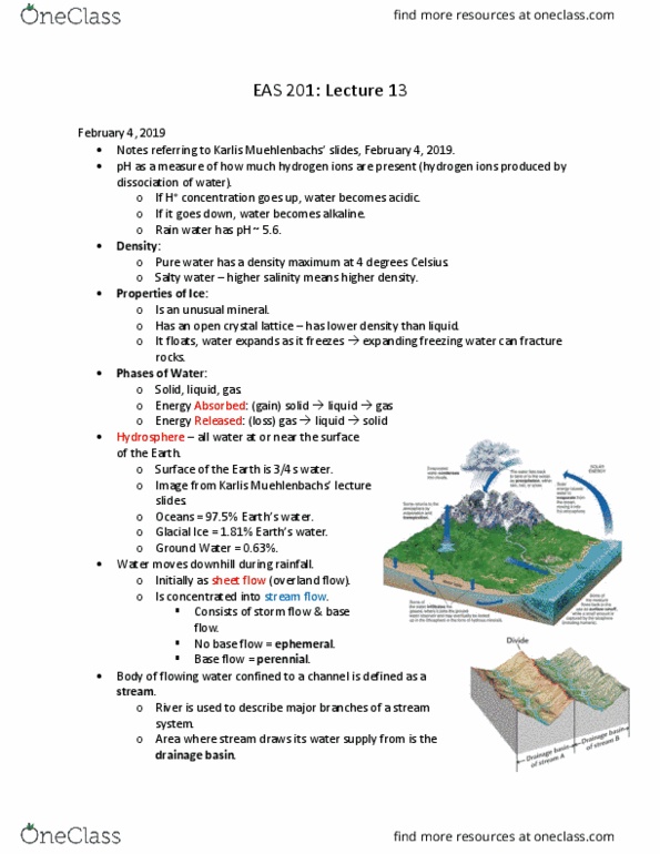 EAS100 Lecture Notes - Lecture 13: Baseflow, Hydrosphere, List Of U.S. States And Territories By Elevation thumbnail