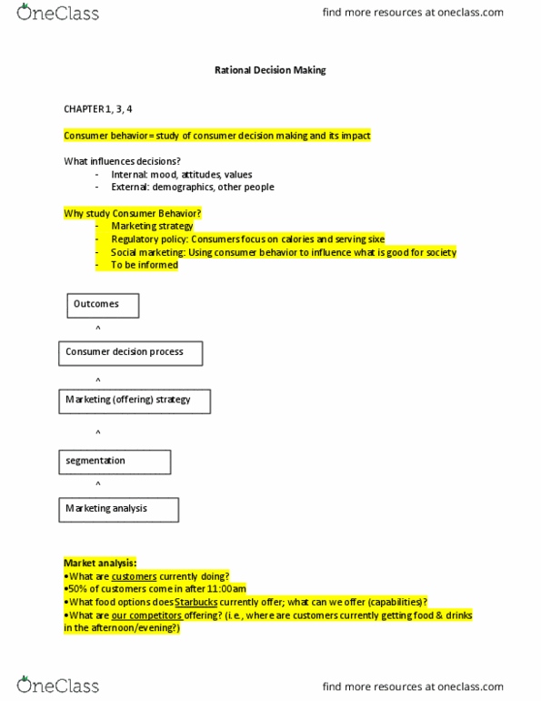 Mkt 3411 Study Guide Fall 2018 Midterm Consumer - 