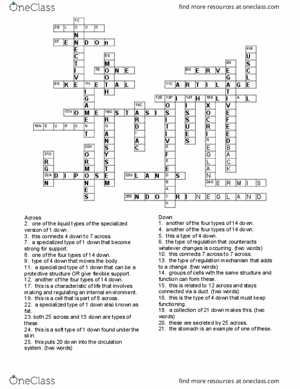 BIOL 1002 Lecture 2: BIOL 1002 Lecture : Chapter 32 Crossword thumbnail