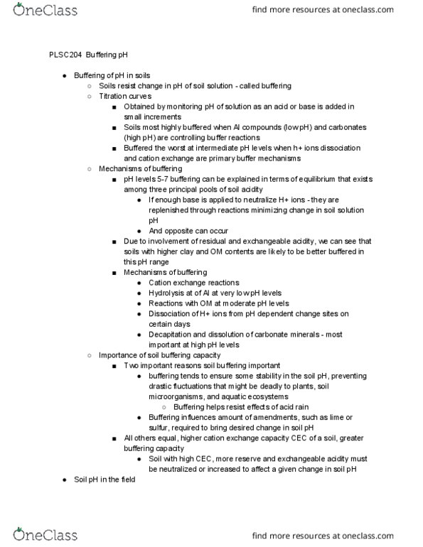 PLSC204 Chapter Notes - Chapter 9.3: Cation-Exchange Capacity, Soil Ph, Ion thumbnail