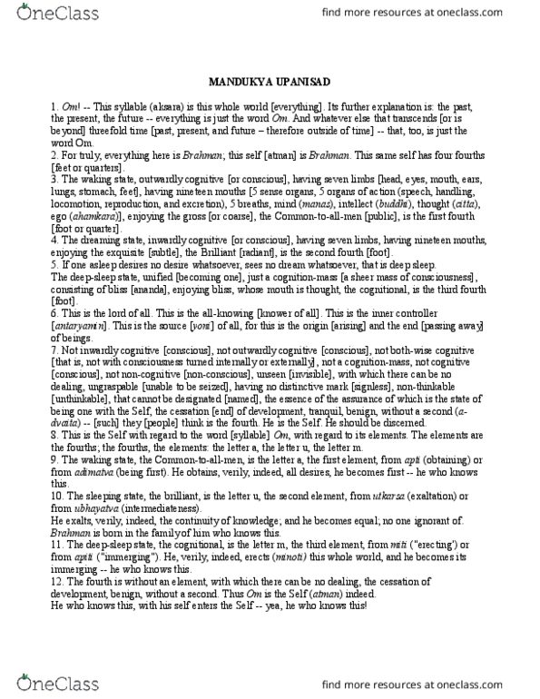 PHIL 1F90 Lecture Notes - Lecture 1: Ahamkara, Dvaita, Buddhi thumbnail