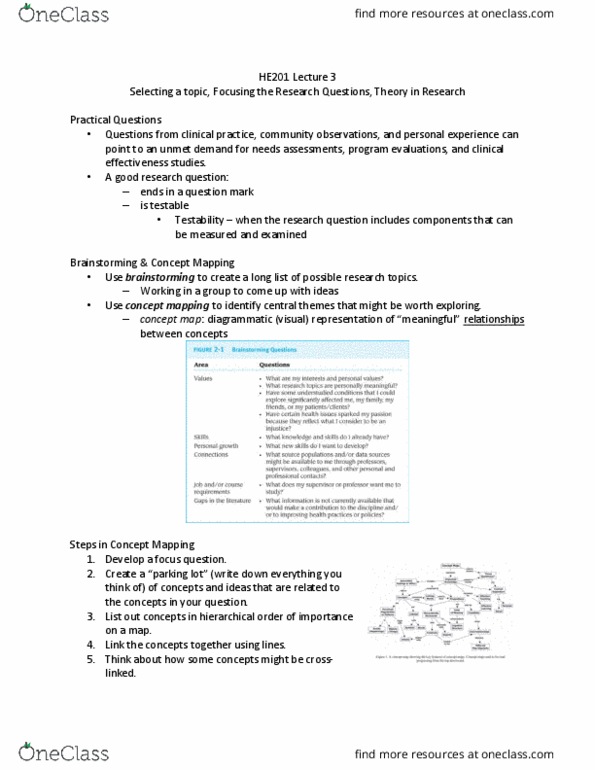 HE201 Lecture Notes - Lecture 3: Concept Map, Brainstorming, Testability thumbnail