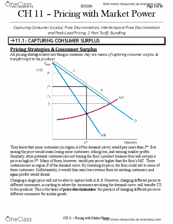 ECO204Y5 Chapter 11: CH11 (Pricing with Market Power) - ECO204 (2018-2019) thumbnail