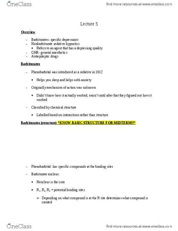 PSYC 3403 Lecture Notes - Lecture 5: Barbiturate, Methaqualone, Phenobarbital thumbnail