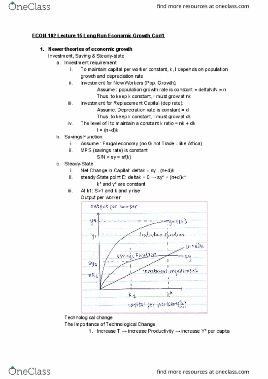 ECON 102 Lecture 15: ECON 102 Lecture 15 Long Run Economic Growth Con’t (1) cover image