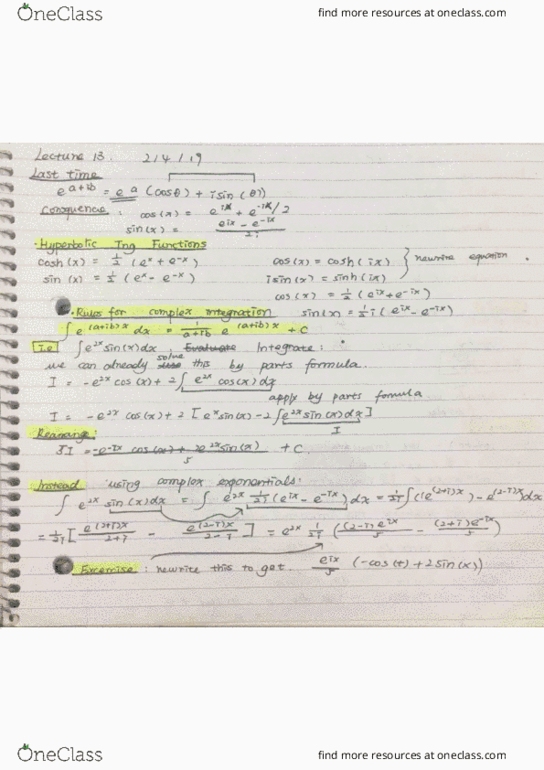 Study Guides for MATH 20B at University of California - San Diego (UCSD