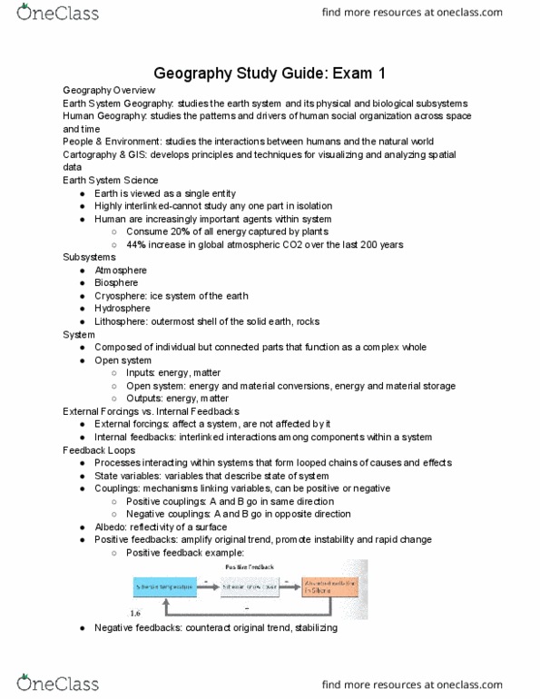 GEOG 120 Midterm: Geography Exam 1 Review - OneClass