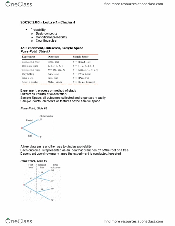 SOCSCI 2J03 Lecture Notes - Lecture 8: Sample Space, Conditional Probability, Microsoft Powerpoint thumbnail