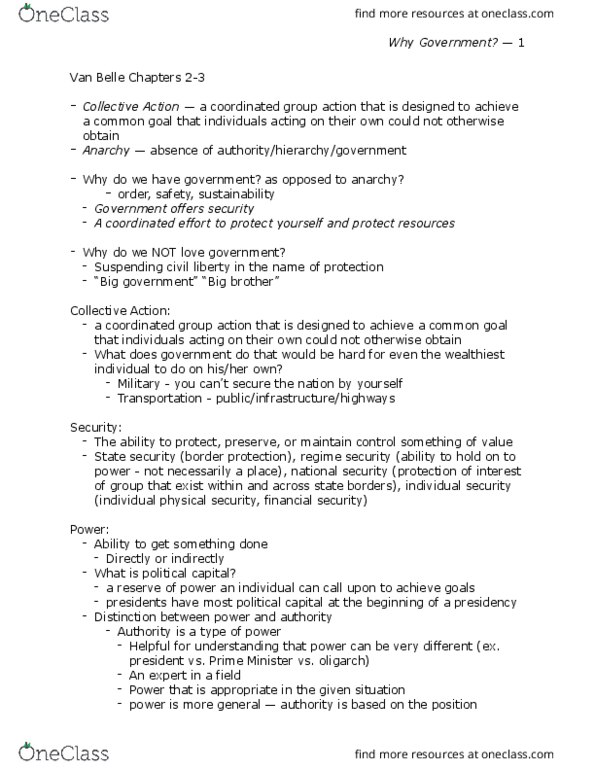 POLS 2000 Lecture 2: Why Government? thumbnail