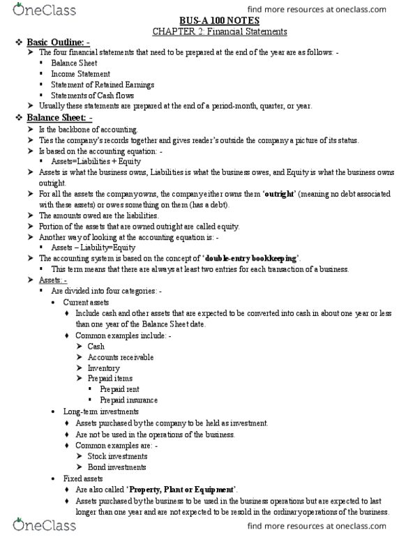 BUS-A 100 Lecture 3: Chapter 2 notes thumbnail