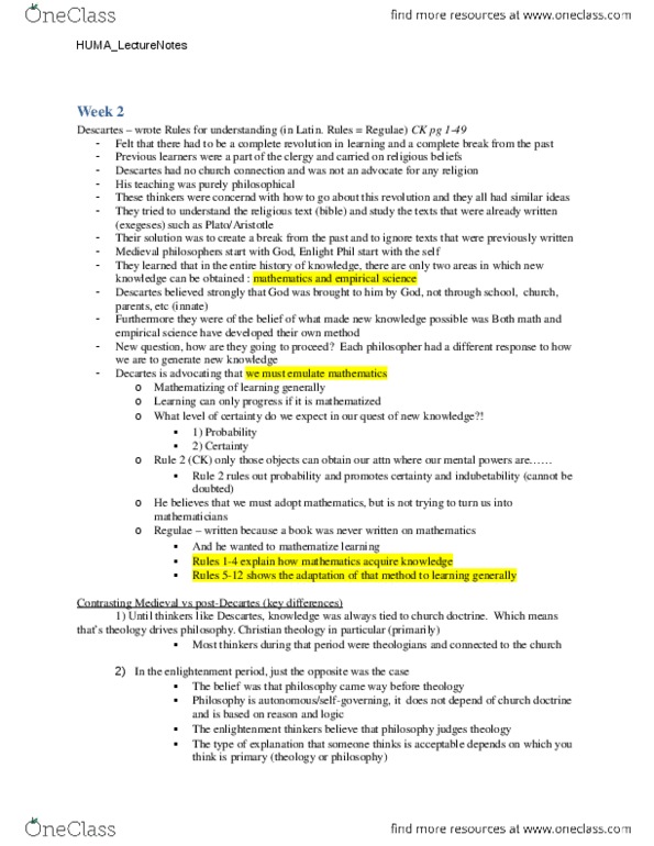 SOCI 1010 Lecture Notes - Mental Substance, Cogito Ergo Sum, Syllogism thumbnail