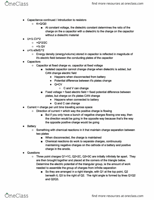 PHYS 102 Lecture Notes - Lecture 9: Kilowatt Hour, Voltage, Relative Permittivity cover image