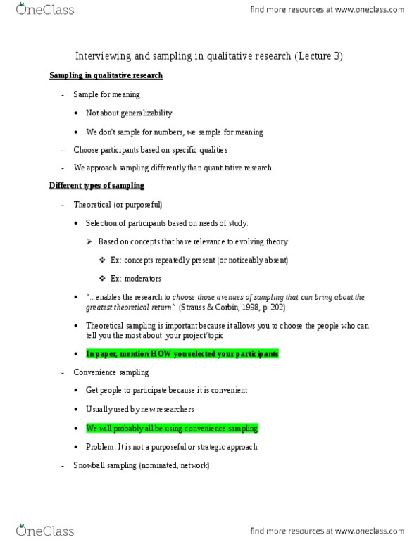 CRCJ 3002 Lecture Notes - Convenience Sampling, Snowball Sampling, Sample Size Determination thumbnail