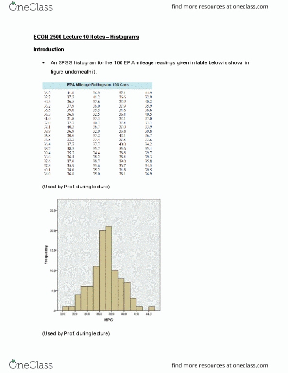 ECON 2500 Lecture Notes - Lecture 10: Jean Piaget, List Of Statistical Packages, Minitab cover image