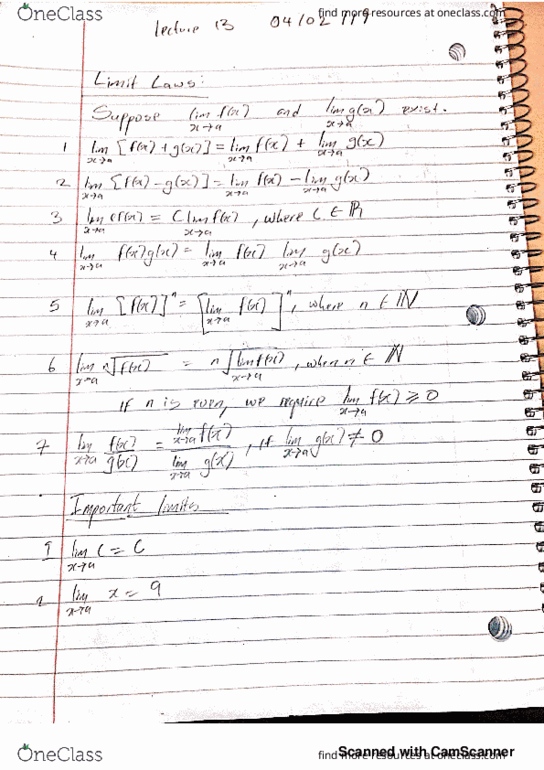 MATH114 Lecture 13: LIMIT LAWS cover image