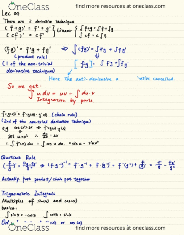 MATA36H3 Lecture Notes - Lecture 4: Quotient Rule, Cg (Programming Language) cover image