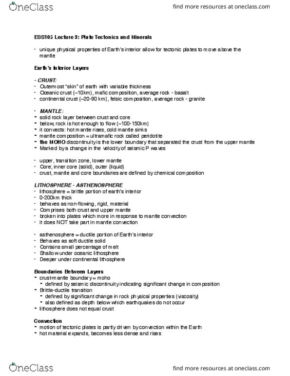 ESS105H1 Lecture 3: Plate Tectonics and Minerals thumbnail