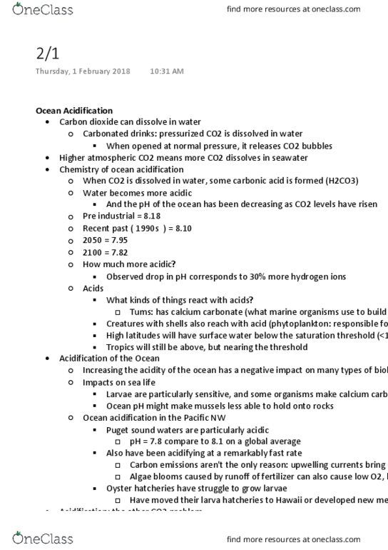 ATM S 111 Lecture Notes - Lecture 19: Ocean Acidification, Methamphetamine, Climate Sensitivity thumbnail