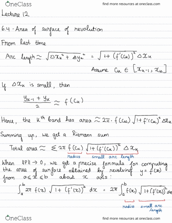 MAT 21B Lecture Notes - Lecture 12: Riemann Sum, Length Function thumbnail