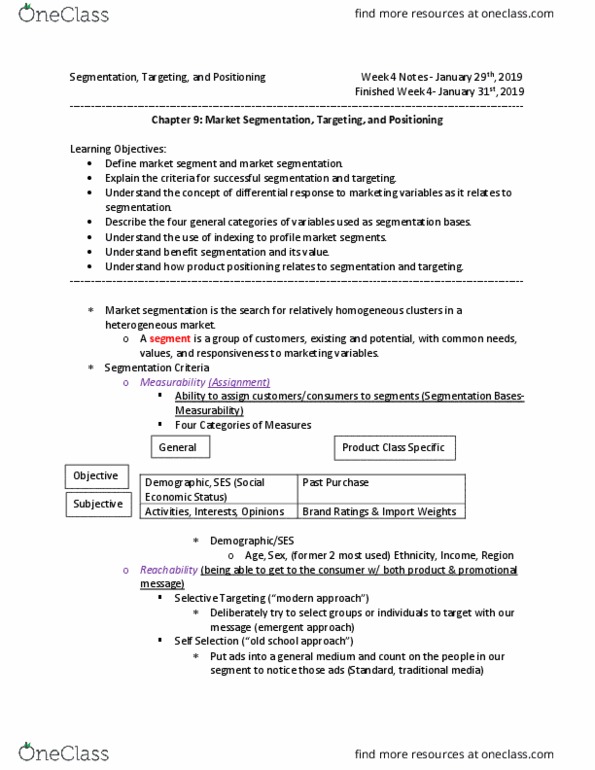 Mar 3023 Lecture Notes - Lecture 4: Market Segmentation, Capri Sun, Three Cities thumbnail