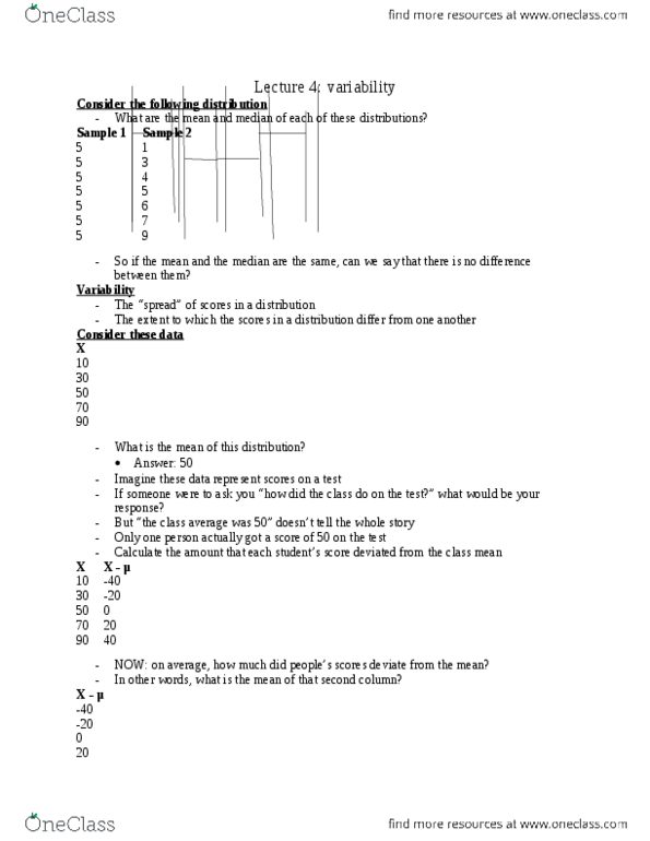 PSYC 2002 Lecture Notes - Lecture 4: Squared Deviations From The Mean, Variance, Xm Satellite Radio thumbnail