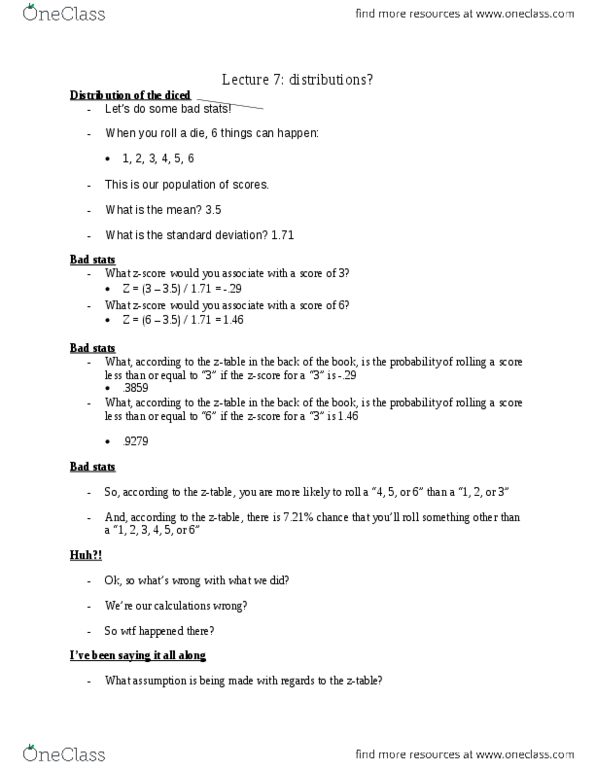 PSYC 2002 Lecture Notes - Lecture 7: Central Limit Theorem, Sampling Distribution, Sample Size Determination thumbnail