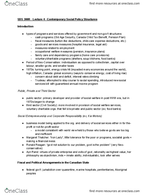 SOCWK300R Lecture 4: Contemporary Social Policy Structures thumbnail