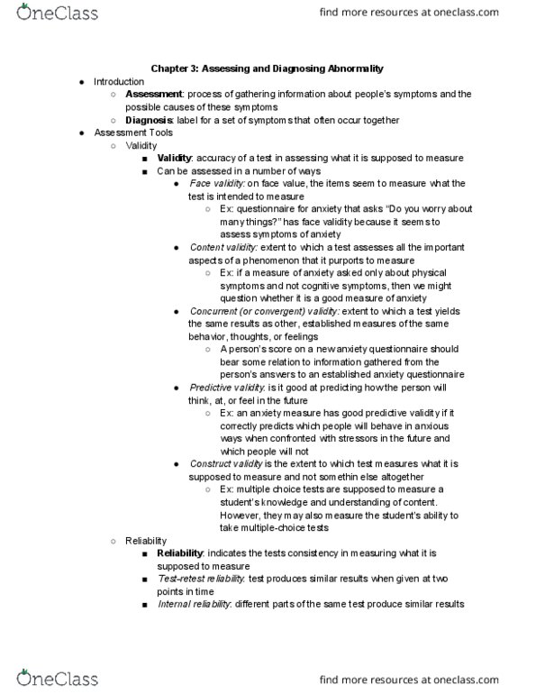 PSY240H1 Chapter Notes - Chapter 3: Preference Test, Predictive Validity, Face Validity thumbnail