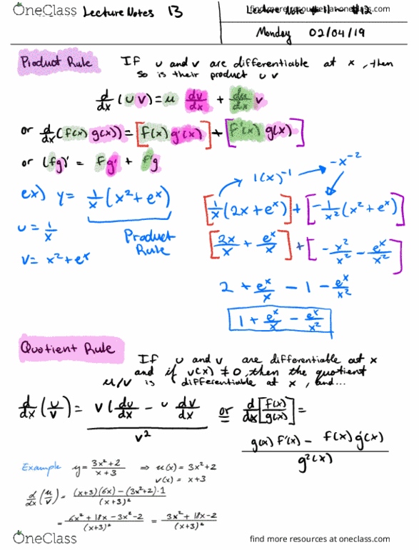 MAT 21A Lecture 13: Product, Quotient, Negative Power, and Higher Power Derivatives cover image