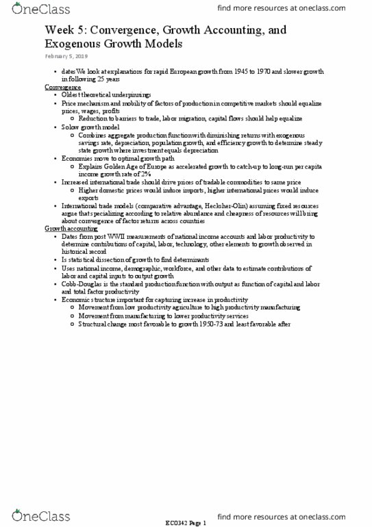 ECO342H1 Chapter Notes - Chapter 5: Growth Accounting, Price Mechanism, Diminishing Returns thumbnail