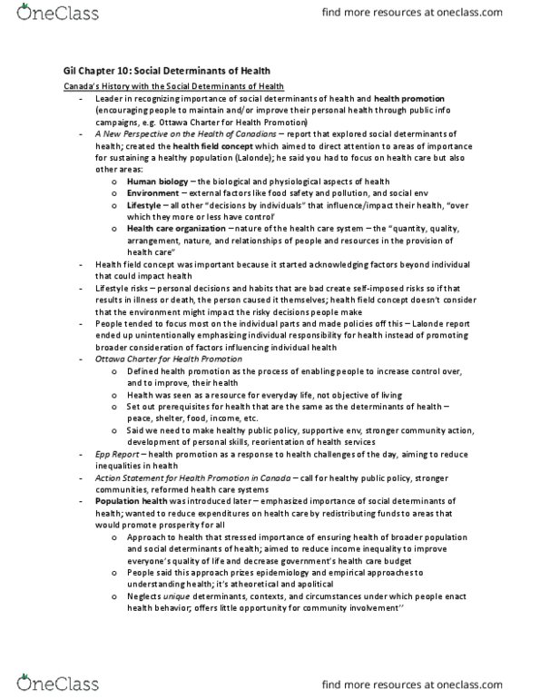 HLTA03H3 Chapter Notes - Chapter 10: Health System, Ottawa Charter For Health Promotion, Health Promotion thumbnail