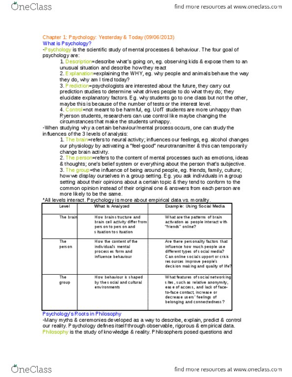 PSY 105 Lecture Notes - Wilhelm Wundt, Psychology Today, Edward B. Titchener thumbnail