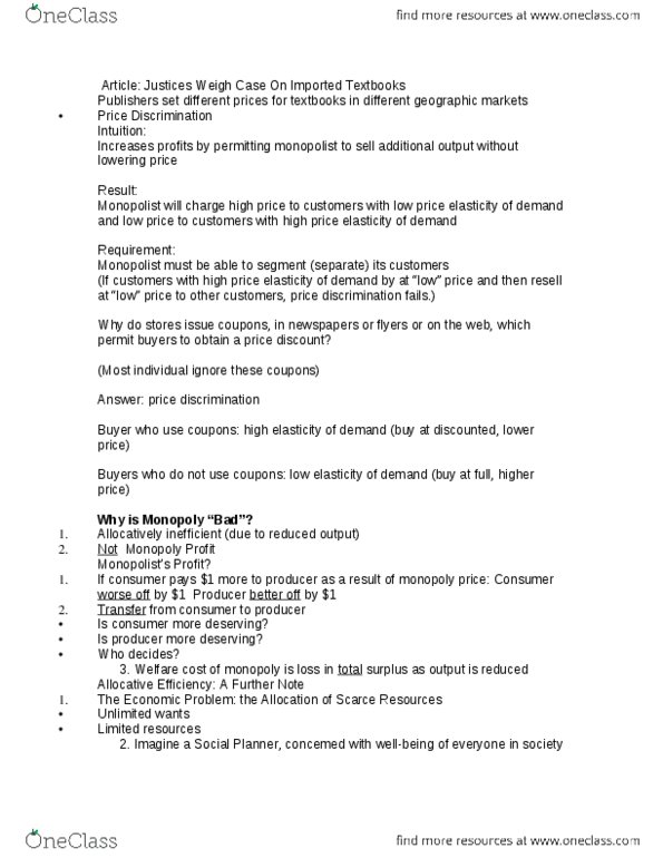 ECO101H1 Lecture Notes - Price Discrimination, Fixed Cost, Marginal Cost thumbnail