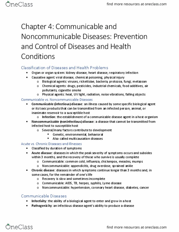 HLT 3381 Chapter 4: Communicable and Noncommunicable Diseases thumbnail