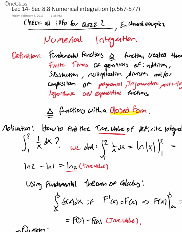 MATH 1290 Lecture Notes - Lecture 14: Numerical Integration thumbnail