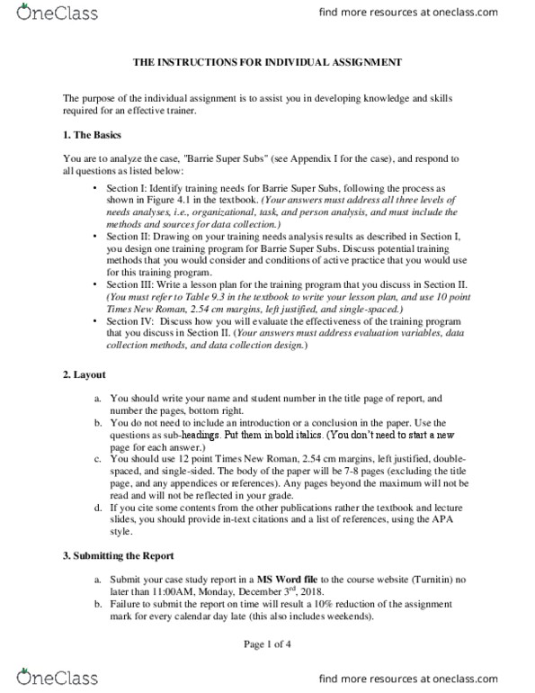 HRM 3410 Lecture Notes - Lecture 1: Times New Roman, Apa Style, Turnitin thumbnail