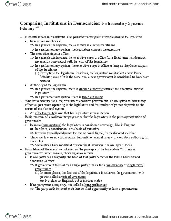 POLS 071 Lecture 6: Comparing Institutions in Democracies Part 1 thumbnail