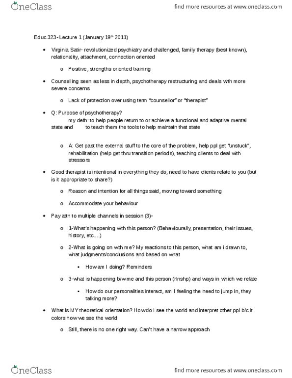 EDUC 323 Lecture Notes - Anna Freud, Ego Psychology, Self Psychology thumbnail