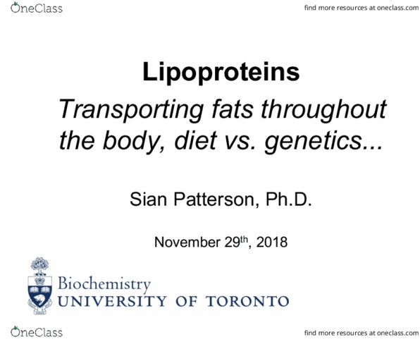 BCH210H1 Lecture Notes - Lecture 34: Lipoprotein, Ldl Receptor, Bile Acid thumbnail