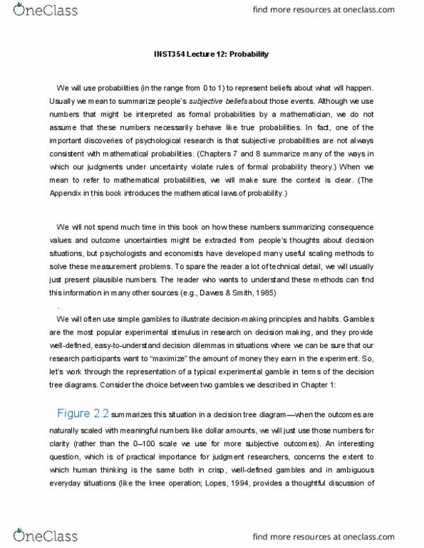 INST 354 Lecture 12: INST354 Lecture 12: Probability thumbnail